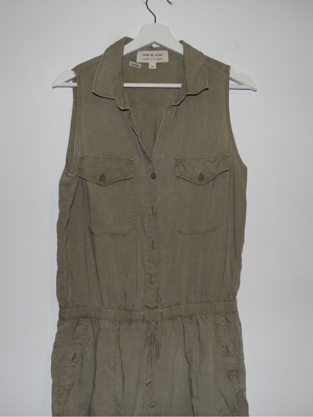 Cloth and Stone Olive Utility Sleeveless Romper Size M